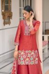 Red Colour D 50135 By Zaveri Crush Satin Readymade Suits 